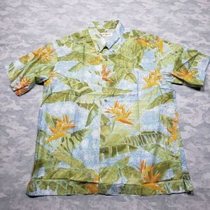 Guy Laroche‎ Hawaiian Shirt Mens 5 Blue Short Sleeve Button Up Aloha